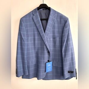 NWT Shaquille O'Neal Blue Plaid Sport Coat Blazer Jacket Size XLG 56REG $250